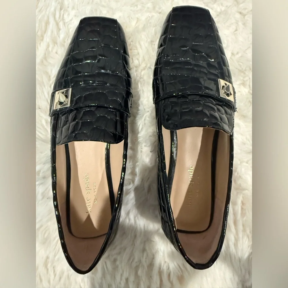 kate spade Black Textured Loafers